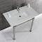 Kingston Brass KVPB37221Q6 37" Console Sink with Stainless Steel Legs (Single Faucet Hole), White/Polished Nickel KVPB37221Q6 - alternate 4